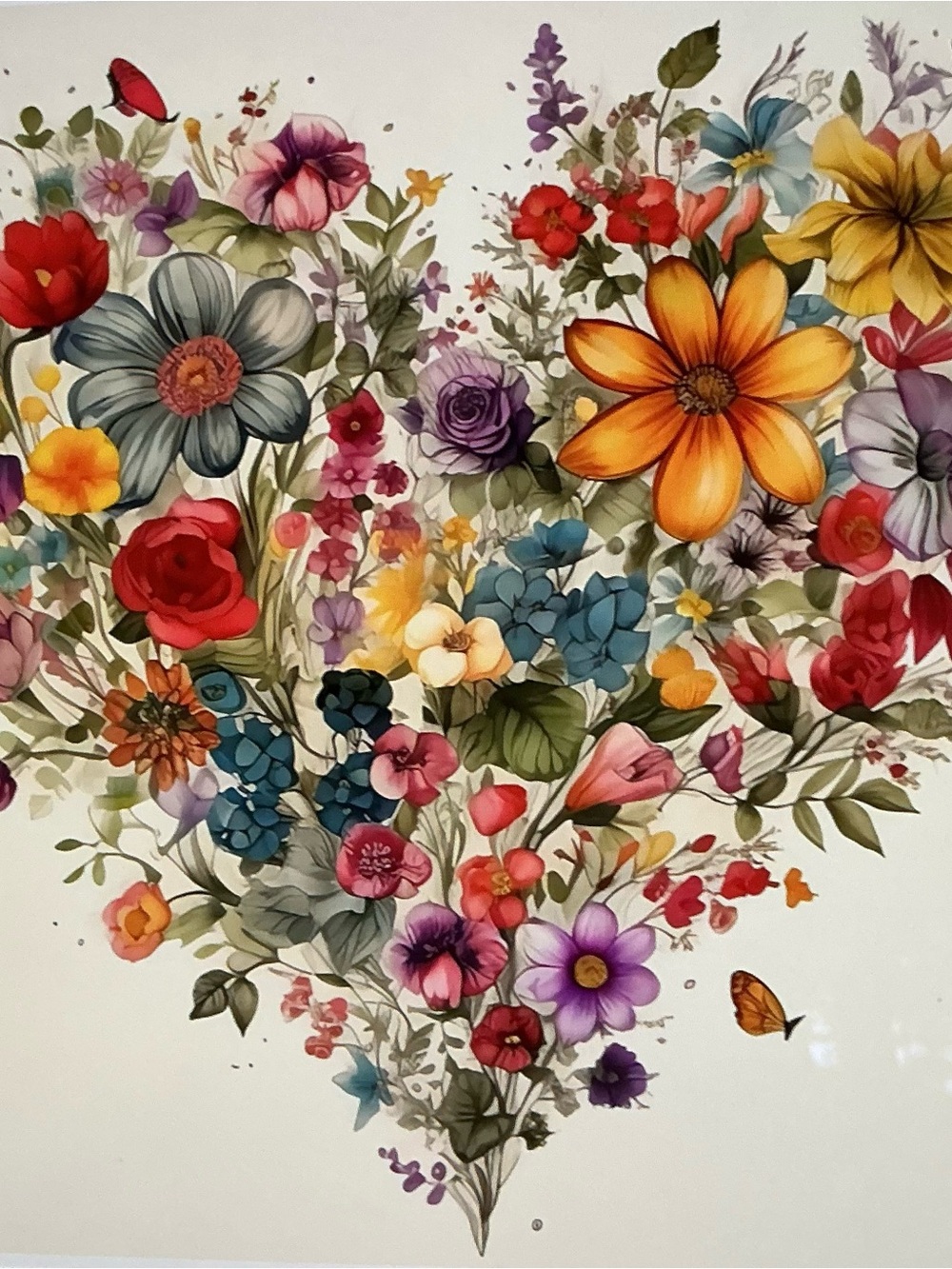 6 (six) ) 5D Diamond Painting Kits for Adults Heart Flowers DIY